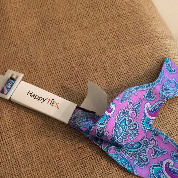 HappyTIES BOW TIE PURPLE PAISLEY - Picture 2 of 4